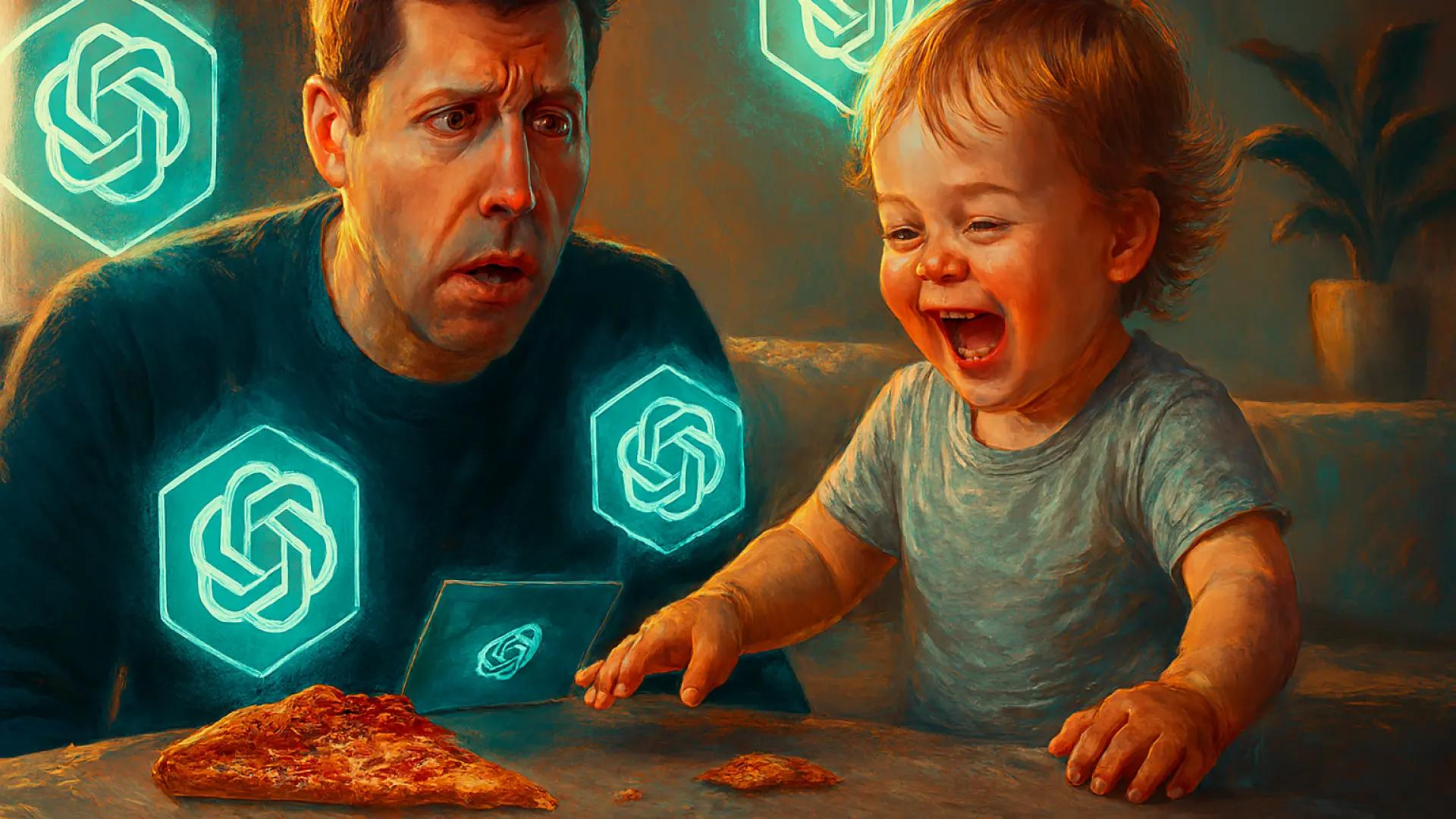 La sorprendente confesión de Sam Altman: ¿ChatGPT, el niñero del futuro ante un plato de pizza volador?