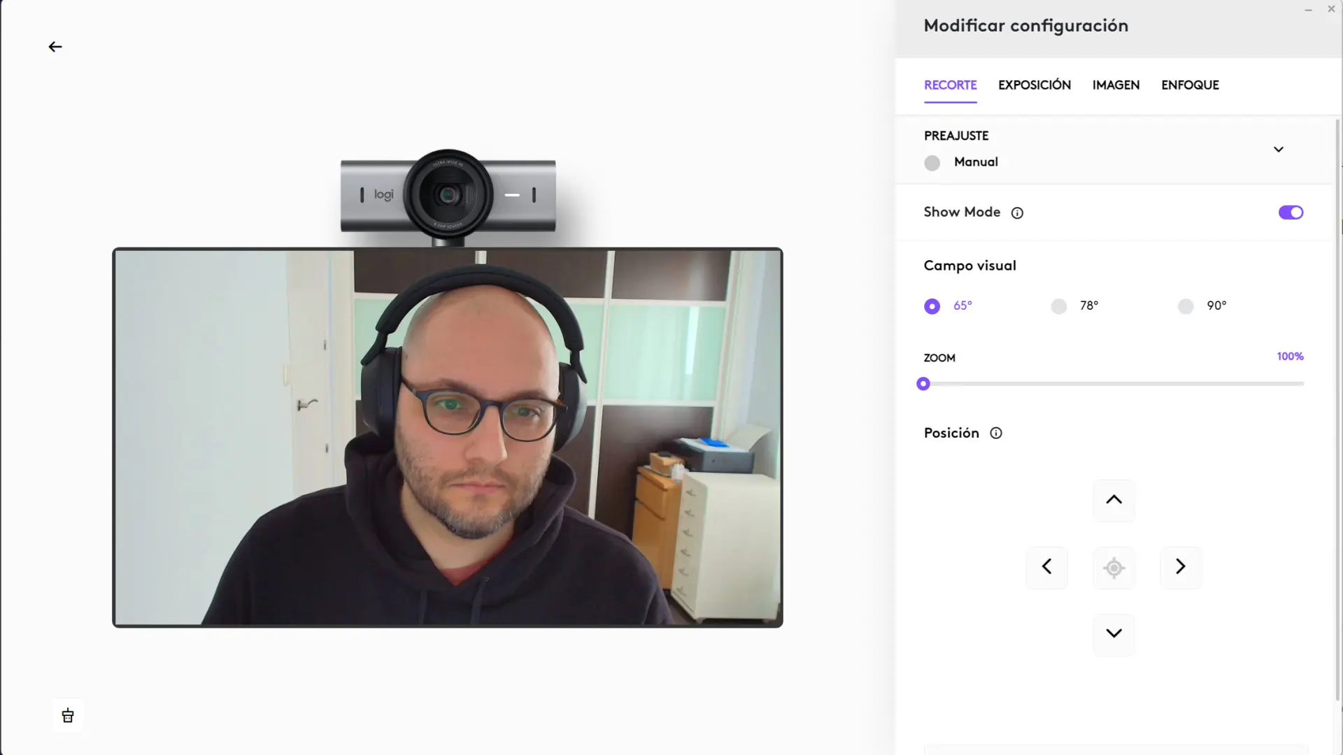 Campos de vision de Logitech MX Brio
