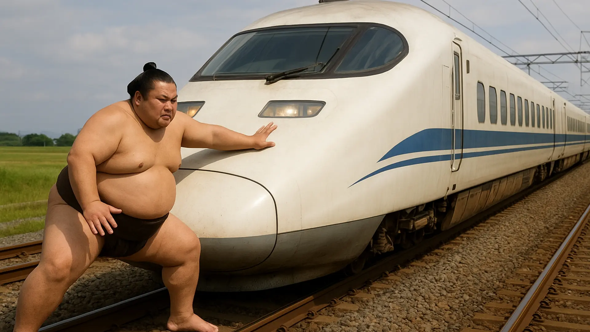 Un vídeo muestra cómo un luchador de sumo detiene un tren: no es lo que piensas, pero te sorprenderá